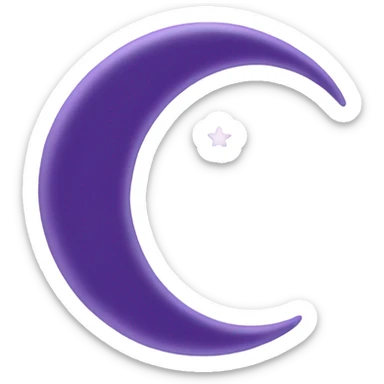 Violet crescent moon against a background of pastel purple clouds  sticker