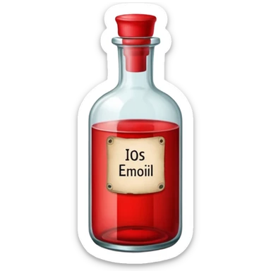 red ink bottle with label sticker