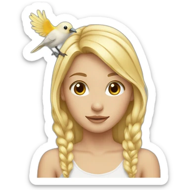 blond girl with a bird on her head sticker