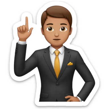 business client raising his hand with one finger only to say that he wants to make a request sticker