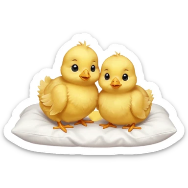 Two baby chicks laying on their back in bed sticker