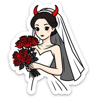 devil face bride sticker
