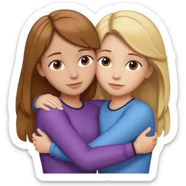 Dos chicas una pelo marrón una ruba abrazándose  sticker