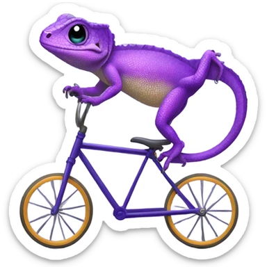 Purple lizard on a unicycle sticker