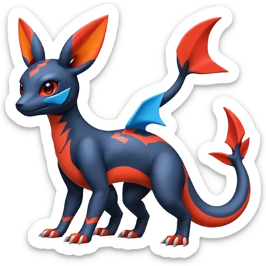Cute Exotic Colorful Guilmon-Salandit-Umbreon-Fakémon-hybrid-creature (full body)  sticker