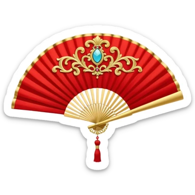rococó fan rojo con dorado sticker