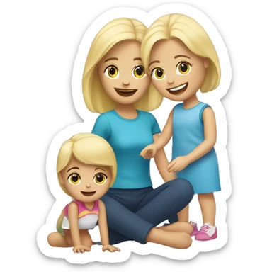 blonde women playing with blonde child with toys sticker