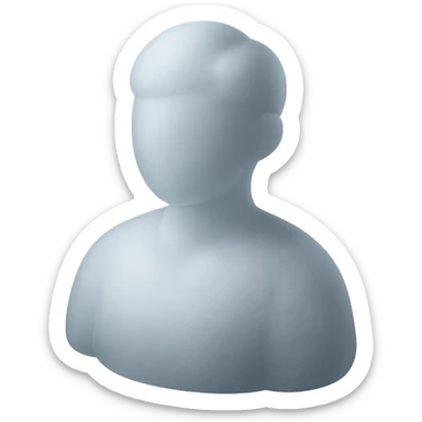 person looking straight, shoulders up, body and head made of white fluffy convex clouds, matte glass style, no background sticker
