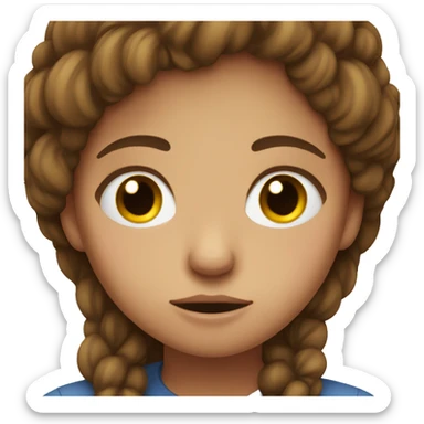 brown haired girl struggling to keep her eyes open sticker