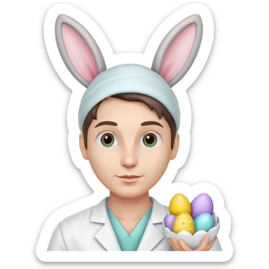 plastic surgeon with bunny ears and Easter eggs sticker