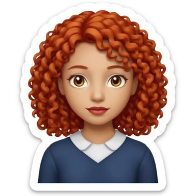 Light skin emoji girl with light brown eyes and shoulder length curly red hair  sticker