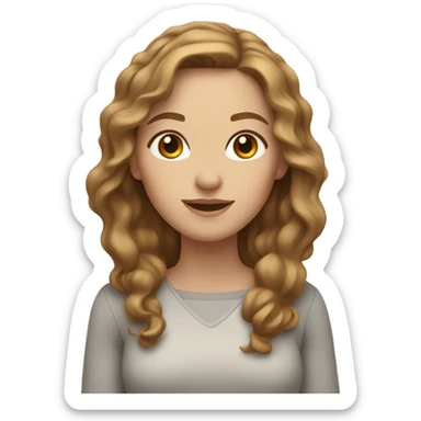White Woman with wavy light brown hair and brown eyes sticker