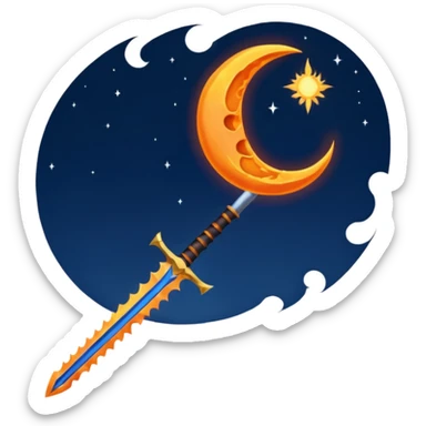sword fire moon sticker