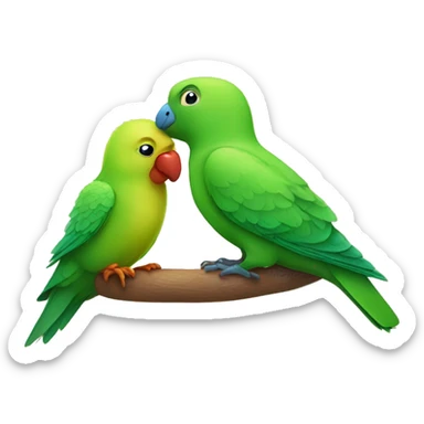 Love between teddy bear and green lovebird sticker