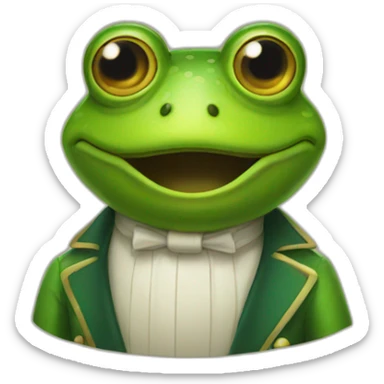 a frog wearing a judges wig sticker