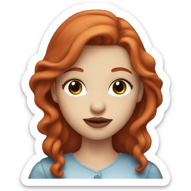 redhead with blue eyes and long hair and red lipstick sticker