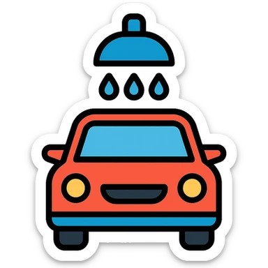 car wash icon with color outline style sticker