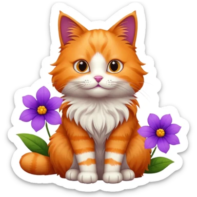 Cat and flower sticker