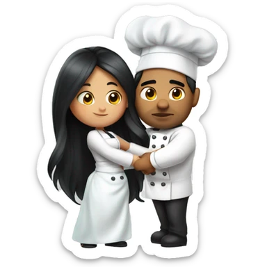 Chef with big belly kisses princess with long black hair  sticker