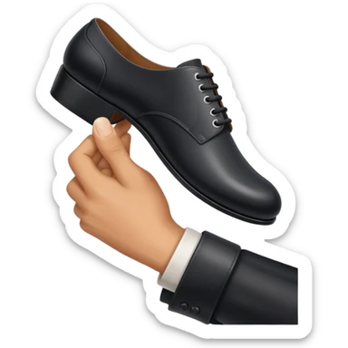 Hand holding a shoe as if it’s about to hit someone  sticker