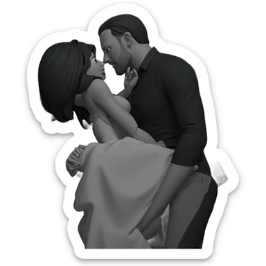 intimate monochrome couple portrait sticker