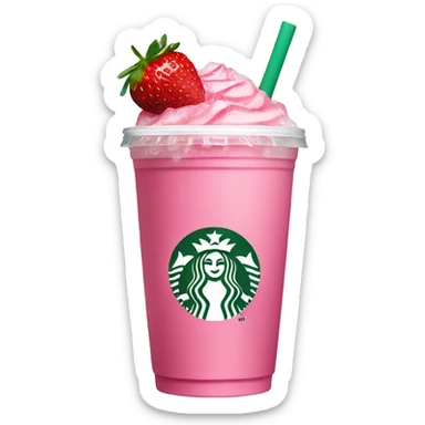 Starbucks pink drink containing strawberries and ice sticker