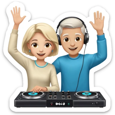 boy dance with older girl at party and DJ watching on it sticker