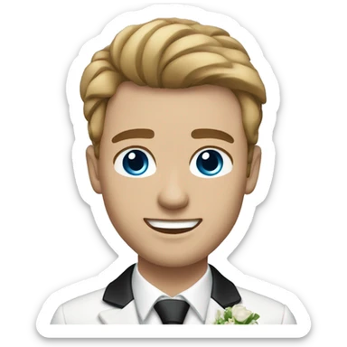 groom with light skin, brown hair and blue eyes sticker