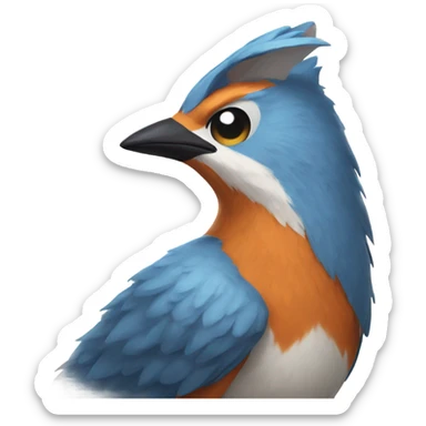 Bird wearing a fox jumper sticker