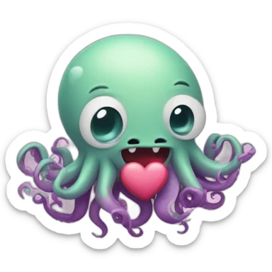 cute kraken cute face having a heart attack sticker