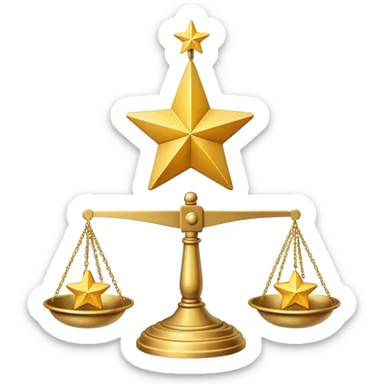A scale balancing one big star on one side and two smaller stars on the other side sticker