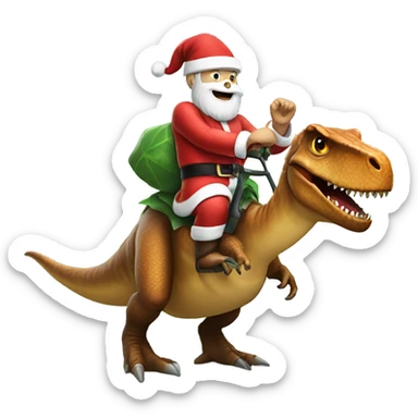 Santa riding a dinosaur  sticker