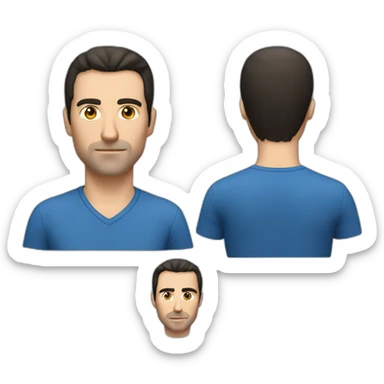 man dark hair - 40 years old - blue shirt - Slavic appearance - without a beard sticker