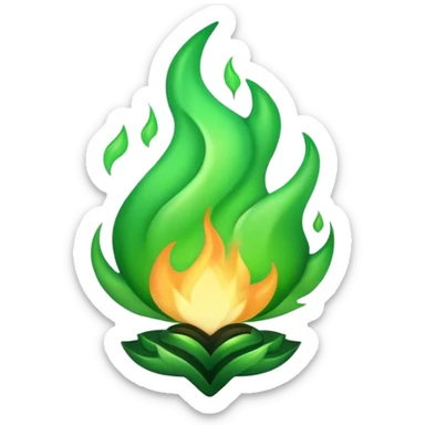 Green flames sticker