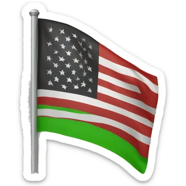 Green black and red American Flag sticker