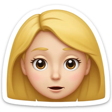Face looking to the side with wide eyes and low mouth with raised eyebrows make it a girl and make them tilting their head to the side, looking at me with side eyes and mouth closed making a smiling frown face close the mouth sticker