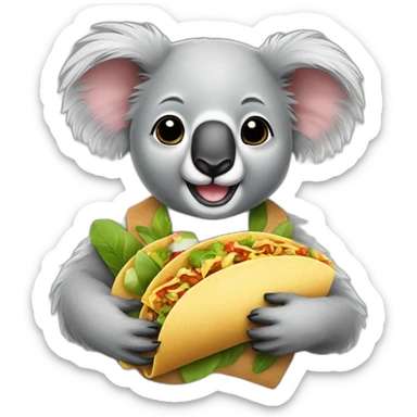 Koala holding a taco sticker