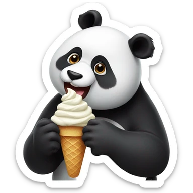 Panda eating ice cream sticker