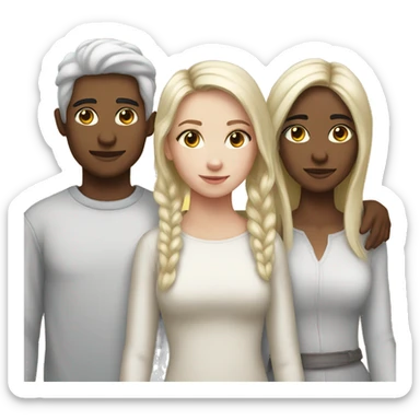 2 sisters and 1 brother white skin sticker