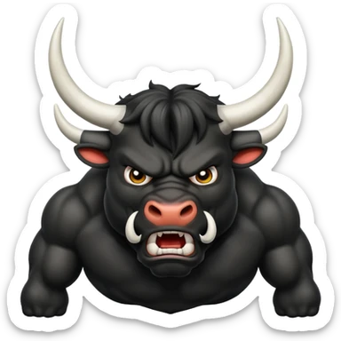 black angry powerful with white horns bull emoji sticker