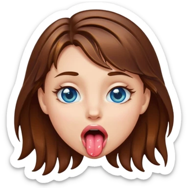 Girl with brown hair, blue eyes, a wet slimy face and her tongue out. Just on her face, hair and tongue. sticker