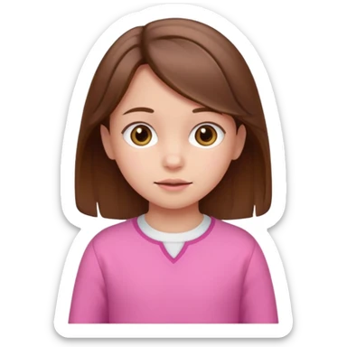 little kid girl, brown hair, pink clothes sticker