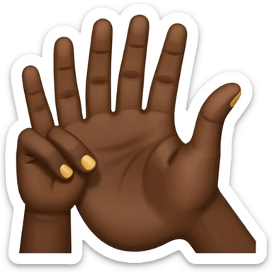 hand emoji ✋🏽 with thumb down flat on the palm of the hand to hold 4 fingers up sticker