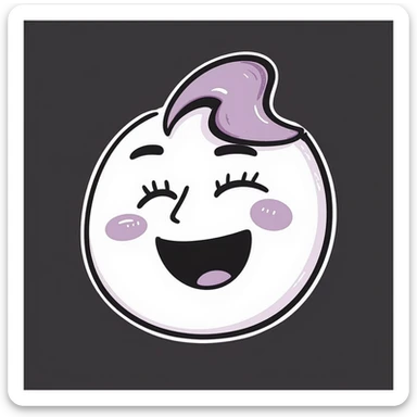 face with closed eyes, open mouth, and tears of joy emoji, hand-drawn chalk style, soft lilac color palette, rough doodle-like texture, looks like pastel chalk on a dark surface, aesthetic and emotional, suitable for Telegram channel sticker