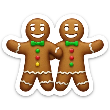 two gingerbread men holding hands sticker