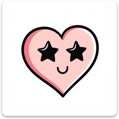 funny children's doodle of a heart with star-shaped eyes, pastel colors sticker