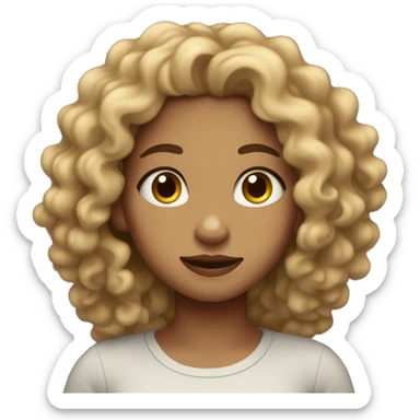 light skin girl with curly hair shrugging  sticker