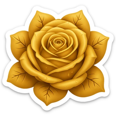 Make the blue icy rose look gold in the style of an emoji, with no background. sticker