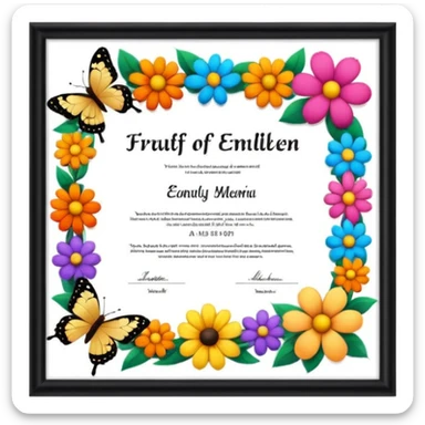 flowers butterflies frame certificates for kids sticker