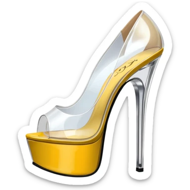 ultra realistic pair of platform open toe transparent high heel pumps sticker